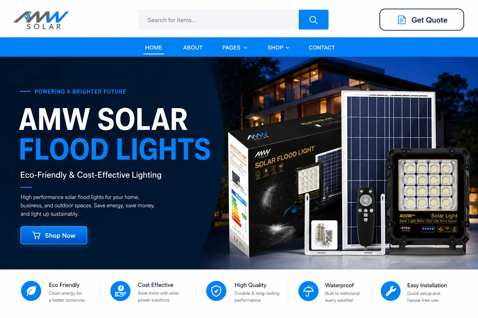 AMW Solar website preview